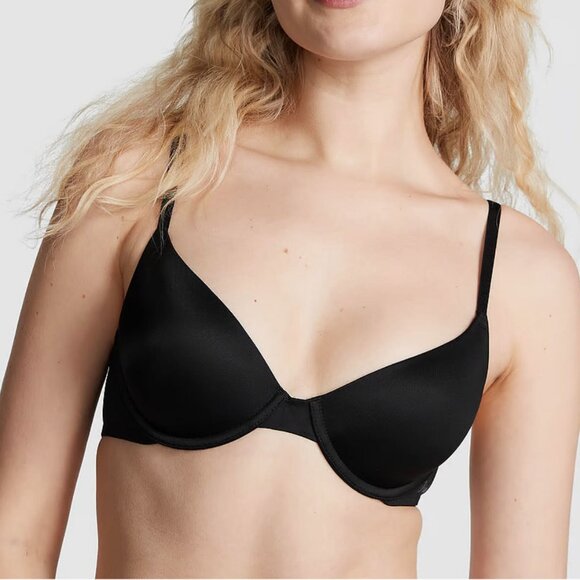 VS Pink Women's Wear Everywhere Lightly Lined T Shirt Bra in Black,‎ Size 34DD - Picture 1 of 7